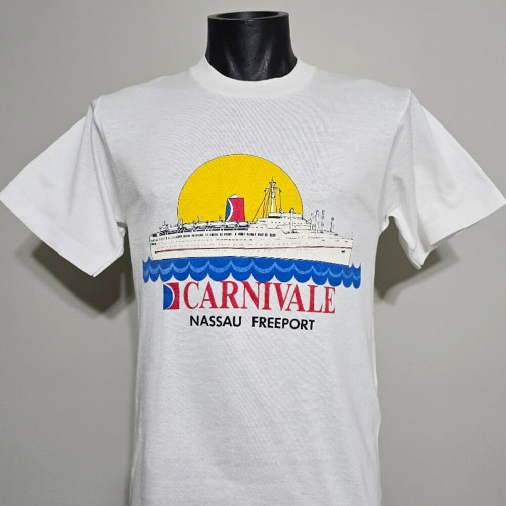 Nos Vtg 80s Carnivale Cruise Ship Freeport Nassau t shirt M Carnival Cruise Line